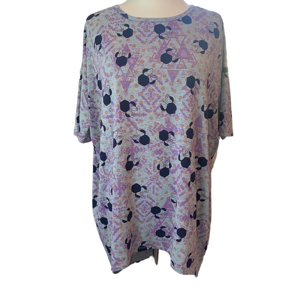 LuLaRoe Irma tunic top Disney collab Minnie Mouse silhouette short sleeve Sz S